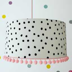 Polka Dot Nursery Lampshade - Pom Kids Room Ceiling Light Handmade Children's Lamp Shade - thumbnail 1
