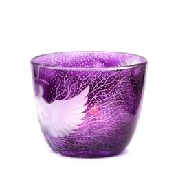Lantern Tealight Holder Angel Sun Deep Cut Engraving Mouth Blown Hand Engraved - thumbnail 3