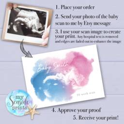 Baby Shower Gift For Mum To Be. Present From The Bump. Pregnancy Keepsake. Personalised Scan Square Print - thumbnail 3
