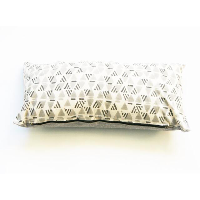 Grey Triangle Pattern Lumbar Pillow Sham-Hand Block Printed - 12x24 Cotton Throw Cover - image 1