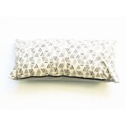 Grey Triangle Pattern Lumbar Pillow Sham-Hand Block Printed - 12x24 Cotton Throw Cover - thumbnail 1
