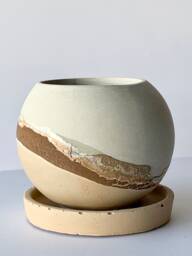 Handmade Desert Concrete Plant Pot Small Orb Planter With Saucer