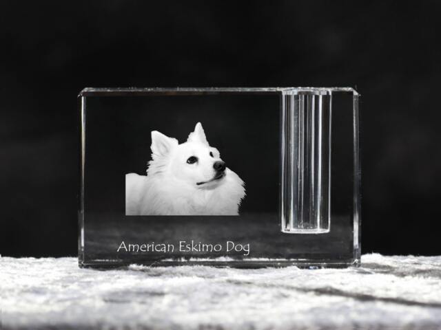 American Eskimo Dog, Crystal Pen Holder With Souvenir, Decoration, Limited Edition, Collection - image 1