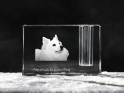 American Eskimo Dog, Crystal Pen Holder With Souvenir, Decoration, Limited Edition, Collection