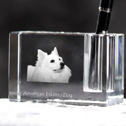 American Eskimo Dog, Crystal Pen Holder With Souvenir, Decoration, Limited Edition, Collection - thumbnail 2