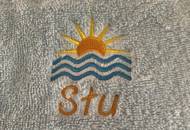 Sunshine Towel - Personalised Face Cloth/Hand Bath = Embroidered - image 1
