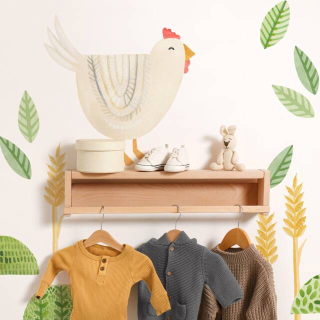 White Chicken - Fabric Wall Decal Modern Farm Mej - image 1