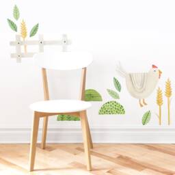 White Chicken - Fabric Wall Decal Modern Farm Mej - thumbnail 3