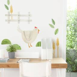 White Chicken - Fabric Wall Decal Modern Farm Mej - thumbnail 2