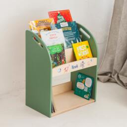 Personalized Book Rack For Toddlers, Montessori Standing Bookshelf, First-Grader Back To School Gift - thumbnail 3