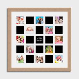 Instax Multi Photo Collage Frame in Oak Veneer - Holds 25 Square Photos - thumbnail 3