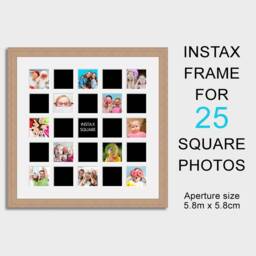 Instax Multi Photo Collage Frame in Oak Veneer - Holds 25 Square Photos - thumbnail 2