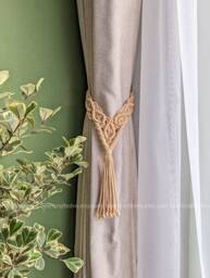 Macrame Curtain Tie Backs, Scandinavian Decor, Gifts, Window Accessories, Drapery Holdback, Boho Baks, Farmhouse Decor C19 - thumbnail 1
