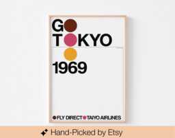 Taiyo Airlines - Tokyo 1969 Poster Print - Mid Century Modern Japan Montreal Eames Vintage Swiss Typography Armin Hofmann Massimo Vignelli - thumbnail 1
