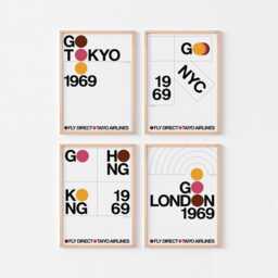 Taiyo Airlines - Tokyo 1969 Poster Print - Mid Century Modern Japan Montreal Eames Vintage Swiss Typography Armin Hofmann Massimo Vignelli - thumbnail 3