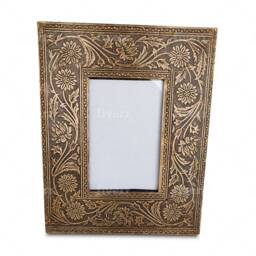Ornamental Brass Photo Frame 4x6/Luxury With Antique Gold Colour Finish Wedding Gift Fathers Day Gift - thumbnail 3