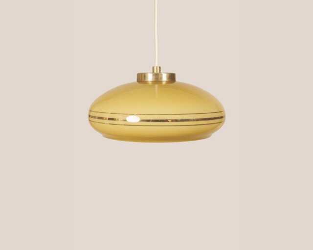 Ajda Vintage Pendant Light Mcm Hanging Handcrafted Glass Lamp Retro Ceiling Fixture Yugoslavia Gold Brass - image 1