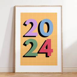 Girls Retro Birth Year Print - Wall Art Bedroom Prints Checkerboard Personalised Playroom Nursery Pink Purple- Gift Baby - thumbnail 3
