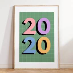 Girls Retro Birth Year Print - Wall Art Bedroom Prints Checkerboard Personalised Playroom Nursery Pink Purple- Gift Baby - thumbnail 2