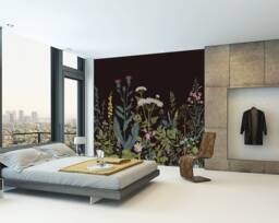 Wall Mural - Herbs & Wild Flowers Removable Wallpaper, Botanical, Self Adhesive, Renter Friendly, Accent Room Decor - thumbnail 1