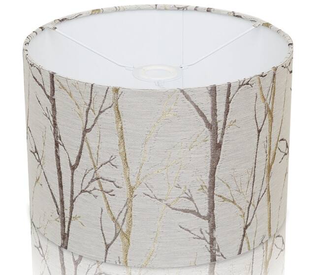 Naturelle Burley Silver Birch Grey Ceiling Pendant Or Table Drum Lampshade, Nature Theme Leaf - image 1