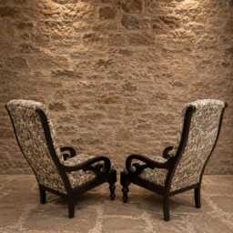 Antique Victorian Armchairs - Deep Buttoned Scroll Arm Fireside Seating - thumbnail 2