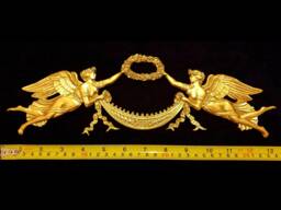 Large Gilt Or White French Antique Empire Style Decorative Wall Furniture Moulding Pediment Plastic Decoration - thumbnail 1