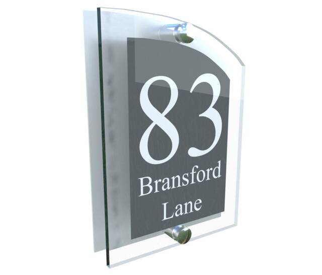 Acrylic & Aluminium Personalised Wall Plaque House Number - Arca5-2Wa-S-C - image 1