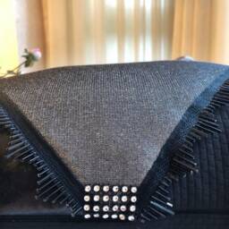 Gray Shiny Fabric & Black Faux Leather Clutch Design Decorative Pillow Cover With Details, Home Decor, Living Room, Gifts For Her - thumbnail 3