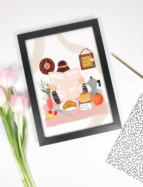 Breakfast Girl Wall Art, Fashion Art Print, Kitchen Poster, Girly Print - image 1