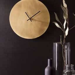 Handmade Brass Wall Clock Minimalist Brushed Metal, Silent Movement, Custom Engraved - thumbnail 2