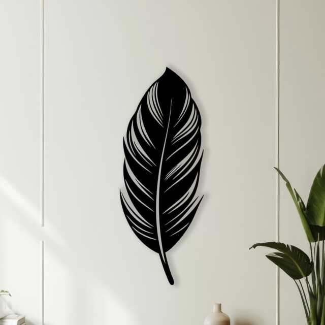 Large Metal Feather Wall Art, Boho Home Decor, Minimalist Quill Sign, Industrial Farmhouse Piece - image 1