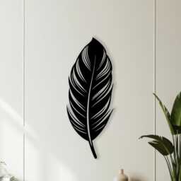 Large Metal Feather Wall Art, Boho Home Decor, Minimalist Quill Sign, Industrial Farmhouse Piece - thumbnail 1