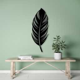 Large Metal Feather Wall Art, Boho Home Decor, Minimalist Quill Sign, Industrial Farmhouse Piece - thumbnail 2