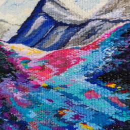 Woven Mountain Tapestry Wall Hanging Colorful Fiber Art Decor - thumbnail 4