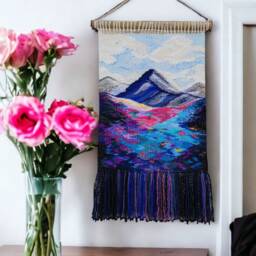 Woven Mountain Tapestry Wall Hanging Colorful Fiber Art Decor - thumbnail 2