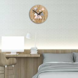 Large Wall Clock in Scandinavian Style, Geometric Moose 33 cm/13, 19 Readable Silent With A Mirror, Unique - thumbnail 3