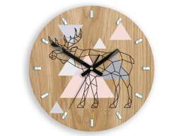 Large Wall Clock in Scandinavian Style, Geometric Moose 33 cm/13, 19 Readable Silent With A Mirror, Unique - thumbnail 1
