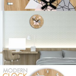 Large Wall Clock in Scandinavian Style, Geometric Moose 33 cm/13, 19 Readable Silent With A Mirror, Unique - thumbnail 4