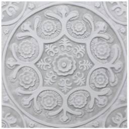 Set Of 4 Suzani Ceramic Tiles Grey & White Outdoor Wall Art - 30cm/11.8 - thumbnail 2
