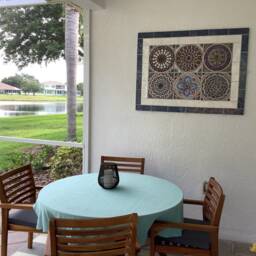 Set Of 4 Suzani Ceramic Tiles Grey & White Outdoor Wall Art - 30cm/11.8 - thumbnail 4