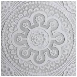 Set Of 4 Suzani Ceramic Tiles Grey & White Outdoor Wall Art - 30cm/11.8 - thumbnail 3