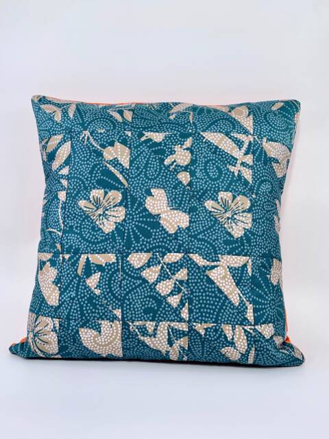 Patchwork Throw Pillow Cover Quilted Leaves Print Cushion, 16x16 - image 1