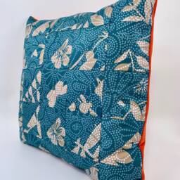 Patchwork Throw Pillow Cover Quilted Leaves Print Cushion, 16x16 - thumbnail 3