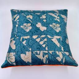 Patchwork Throw Pillow Cover Quilted Leaves Print Cushion, 16x16 - thumbnail 2