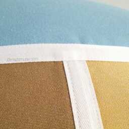 "Modern Sunbrella Outdoor Pillow Cover in Mineral Blue, Cocoa Brown, Gold & White, Decorative Cushion For Patio 18""x18" - thumbnail 3