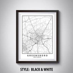 Greensboro Nc Map Poster Vintage Style Travel Wall Art - thumbnail 2
