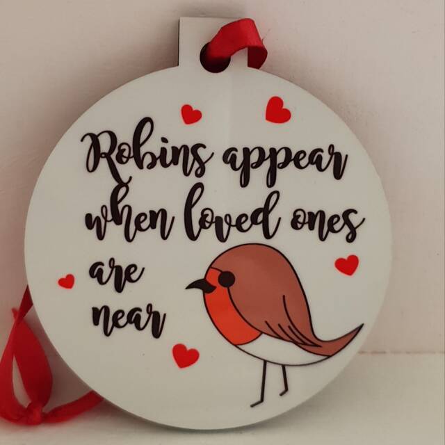 Remembrance Gift - in Loving Memory Of Bauble Decoration Feathers Appear Robins Unicorns Sympathy Gift Family Loss - image 1