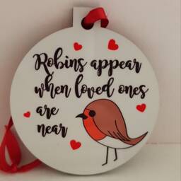 Remembrance Gift - in Loving Memory Of Bauble Decoration Feathers Appear Robins Unicorns Sympathy Gift Family Loss