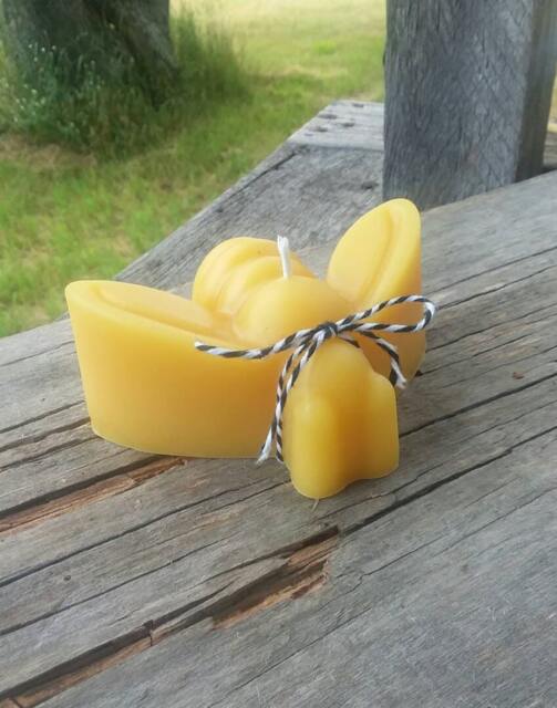 Honey Bee Beeswax Candle Michigan Pure, Unscented, Farmhouse Rustic - image 1